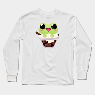 Froggy Delight - Whimsical Frog in Ice Cream Sundae Long Sleeve T-Shirt